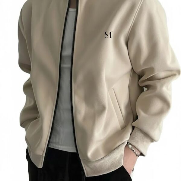 SMOWKLY Casual Jacket for Men | Regular Fit Stand Up Collar Zip Closure Casual Sweatshirt | Regular Wear, Travel Layering Warm Hoodie | Mens Full Sleeve Stylish Winter Sweater