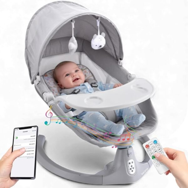 SOFTIES Automatic Cradle for Baby Rocker Light Grey | 0 to 12 Months | Swing for New Born Baby | Automatic Swing Cradle for Infants (Light Grey)