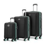 Safari Medium Thorium Neo 8 Wheels 55,66 and 77 Cm Small, and Large 4 Wheel Inline 3 Trolley Bags Hardshell Case Polycarbonate 360 Degree Wheeling System,Black
