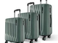 Safari Ray Neo 8 Wheels Set of 3 Trolley Bags, Hard Case Polycarbonate 360 Degree Wheeling Carry on & Check-in Luggage for Men & Women, Suitcase for Travel, Trolley Bags for Travel, Sage Green