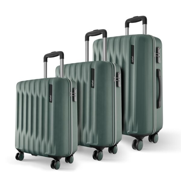 Safari Ray Neo 8 Wheels Set of 3 Trolley Bags, Hard Case Polycarbonate 360 Degree Wheeling Carry on & Check-in Luggage for Men & Women, Suitcase for Travel, Trolley Bags for Travel, Sage Green
