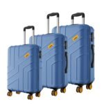 Safari Stratos 8 Wheels Set of 3 Trolley Bags, Hard Case Polycarbonate, 360º Wheeling Carry on & Check-in Luggage for Men & Women, Suitcase for Travel, Trolley Bags for Travel, Steel Blue