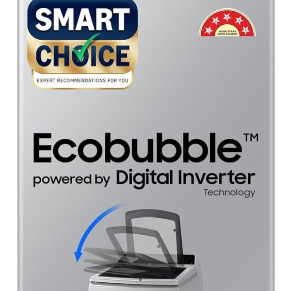 Samsung Smart Choice 8 kg, 5 star, Eco Bubble Tech, Digital Inverter Motor, Soft Closing Door, Fully-Automatic Top Load Washing Machine (WA80BG4441BGTL, Light Gray)