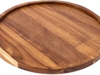 Skafa Rustic Elegance: Wooden Round Tray Versatile Home Decor Accent for Serving and Display Small Wooden Serving Tray, Candle Holder Tray Home Decor, Decorative Trays for Home Decor (Round)