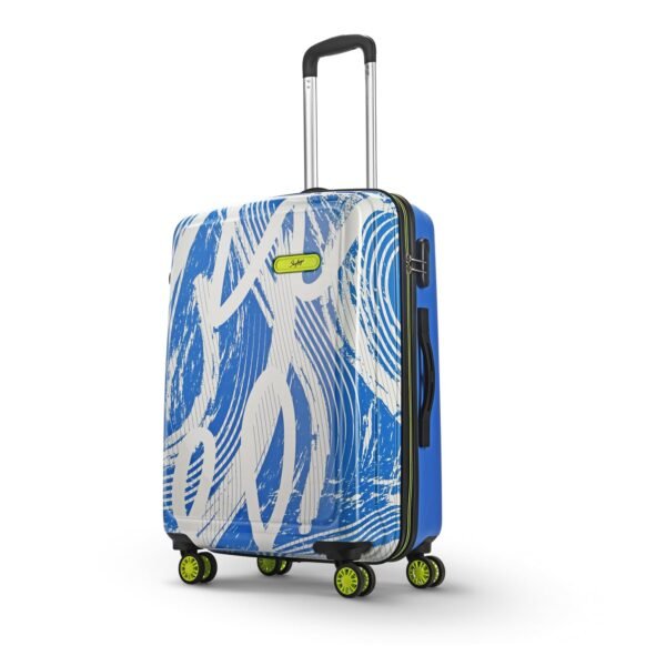 Skybags Medium Stroke Size Abs Hard Luggage (67 Cm)|Printed Luggage Trolley with 8 Spinner Wheels and in-Built Combination Lock|Unisex, Blue and White