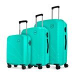 Skybags Streax | Set of 3 (Cabin+Medium+Large) Trolley Bag, 55+66+76 Cm Hardside Luggage | 8 Wheels, Combination Lock | Polypropylene | Suitcase for Travel | 5 Year International Warranty | Turquoise