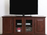Solid SHEESHAM Wood Universal Stand with Storage Cabinets for TV's Up to 65" Living Room Entertainment Center, 52 Inch, Traditional Brown (Walnut Finish)