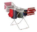 Stainless Steel Foldable Clothes Stand for Drying Double Rack Cloth Stands for Drying/Cloth Drying standSteel (Cross) (Square Pipes)