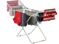 Stainless Steel Foldable Clothes Stand for Drying Double Rack Cloth Stands for Drying/Cloth Drying standSteel (Cross) (Square Pipes)