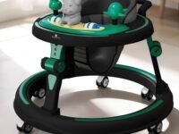 StarAndDaisy Baby Walkers for 6-24 Month Baby boy & Girl 360° Walker for Kids for 7 Level Height Adjustment, Baby Walker with Switchable Food & Musical Toy Tray -Green Black