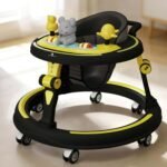 StarAndDaisy Baby Walkers for 9+, 6-24 Month Baby boy & Girl 360° Walker for Kids for 6-24 Months with 7 Level Height Adjustment, Baby Walker with Switchable Food & Musical Toy Tray -Yellow Black