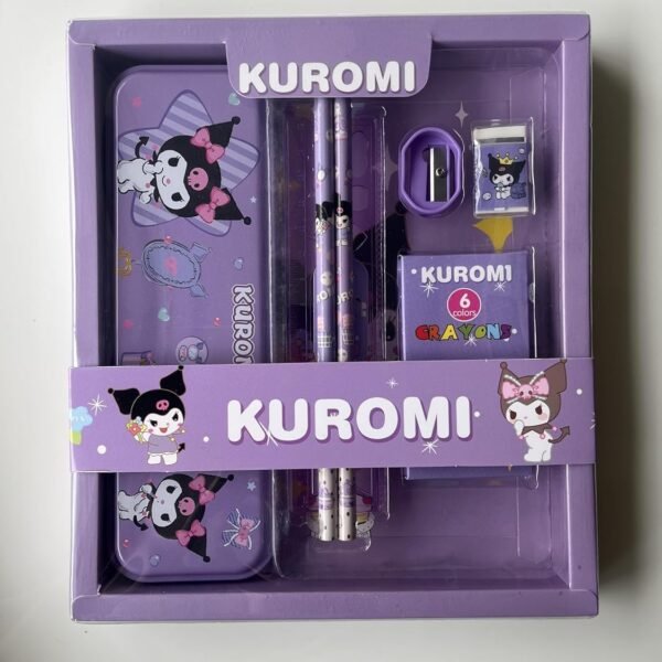 Stationery kit Set for Kids | Birthday Gift | School Supplies kit (Pencil, Eraser, Sharpner, Scale, Crayon & Geometry Box) Purple