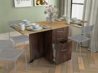 Studio Kook Dolce 4 Seater Engineered Wood Folding Dining Table (Brown, Junglewood, Matte Finish)
