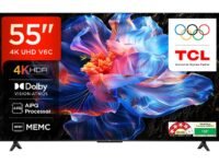 TCL 139 cm (55 inches) Metallic Bezel Less Series 4K Ultra HD Smart LED Google TV 55V6C (Black)