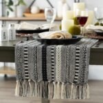 THE HOME TALK Premium Cotton Designer Table Runner -14x72 Inches-Black|Elegant Décor for Dining Tables|Handcrafted Quality|Stylish Console Décor for Dining Table, Parties, Events|Decorative Table Mats