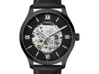 TIMEX Automatic Watch for Man with Blue Round Dial & Blue Leather Strap Band Water Resistant Men's Wrist Watches