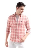 The Indian Garage Co Men's Cotton Regular Fit Checkered Full Sleeves Cutaway Collar Casual Shirt