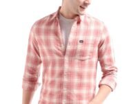 The Indian Garage Co Men's Cotton Regular Fit Checkered Full Sleeves Cutaway Collar Casual Shirt