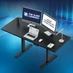 The Sleep Company - Electric Height Adjustable Desk | Ergonomic Work from Home Table | 4 Memory Presets | 2 Years Warranty | 1600 x 700 Thick Top | Free Installation | Black & Black