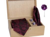 Tie for Men – Micro Silk Neck Ties Set with Cufflinks Flower Pin, Pocket Square & Black Gift Box, Combo Necktie Sets for Office Wear, Formal Suits & Weddings (0, TieVar1)