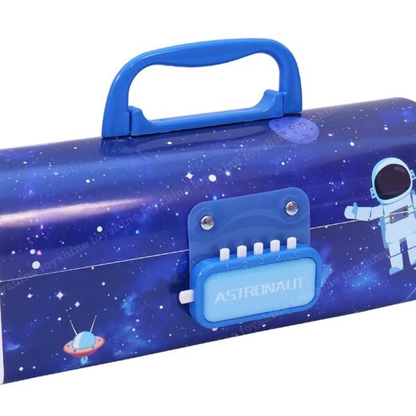 Toyshine Pencil Box with Code Lock Pen Case Large Capacity Multi-Layer Multi-Function Storage Bag Secret Compartment Pencil Box - Space Blue - Plastic