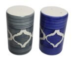 U & U UNIQUE UTILITIES Ceramic Salt & Pepper Set | Spice Dispenser Shaker for Dining Table | Salt and Pepper Sprinkler (Blue Grey 80 ML) Set of 2