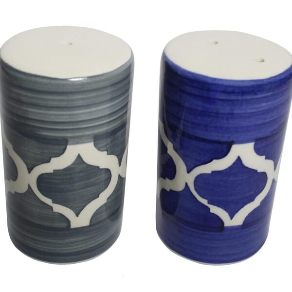 U & U UNIQUE UTILITIES Ceramic Salt & Pepper Set | Spice Dispenser Shaker for Dining Table | Salt and Pepper Sprinkler (Blue Grey 80 ML) Set of 2