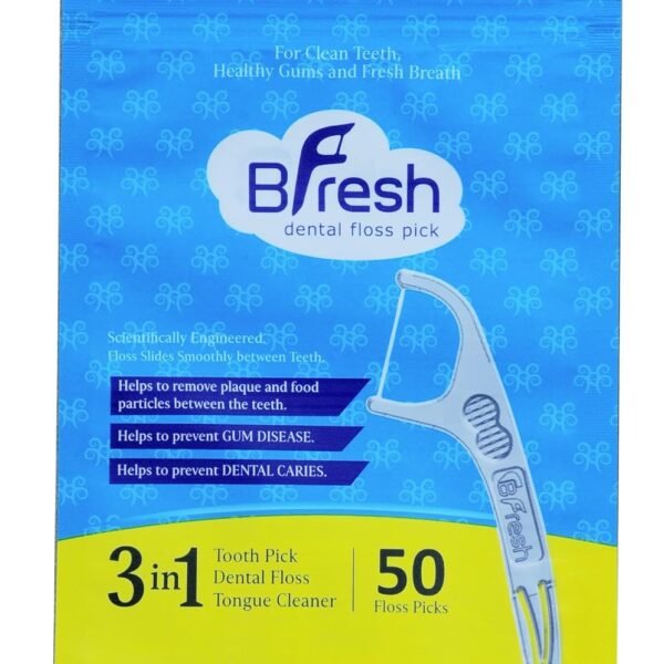 Unflavoured Original 50 Pieces Dental Floss Picks With Toothpick And Tongue Cleaner