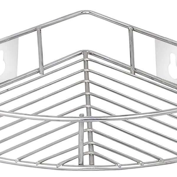 Unify Stainless Steel Multipurpose Storage Organizer - Corner Shelf for Kitchen and Bathroom, Shelf Rack, Bathroom Shelf Wall Mounted, Chrome Finish, Size: 23 x 23 x 5 cm (Set of 1)