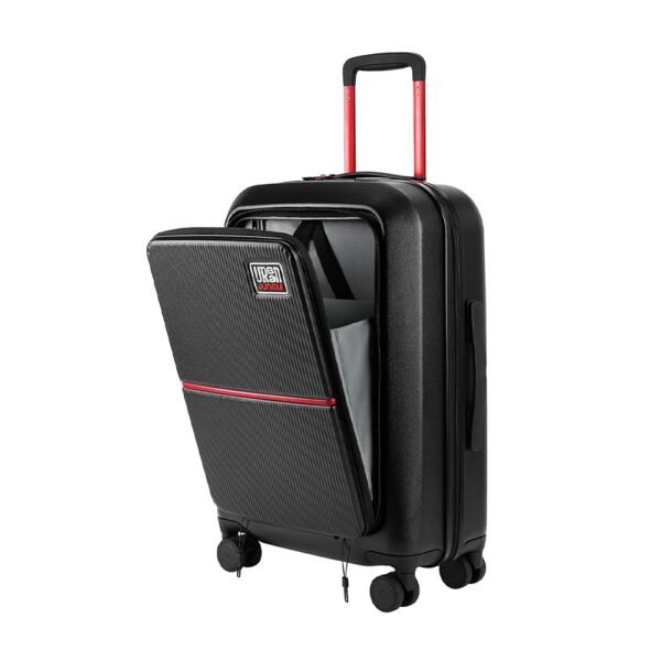 Urban Jungle by Safari, Cabin Trolley Bag with Laptop Compartment, Hardside Polycarbonate Small (55 Cm) Suitcase with USB Charging Socket, 8 Silent Wheel Luggage for Both Men & Women (Black)