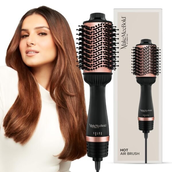 Urban Yog MakeMeeBold Hot Air Brush | 2-in-1 Hair Dryer & Straightener with 3 Temp & 2 Speed Settings, 360° Airflow Vents, PTC Fast Heating, Ceramic Plates, Auto Shut-Off | Gifts for woman