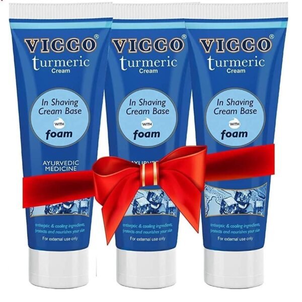 Vicco Turmeric Shaving Cream for Men | Cooling, Moisturizing Foam based Cream for Smooth Close Shave [ 70g | Pack of 3 ]
