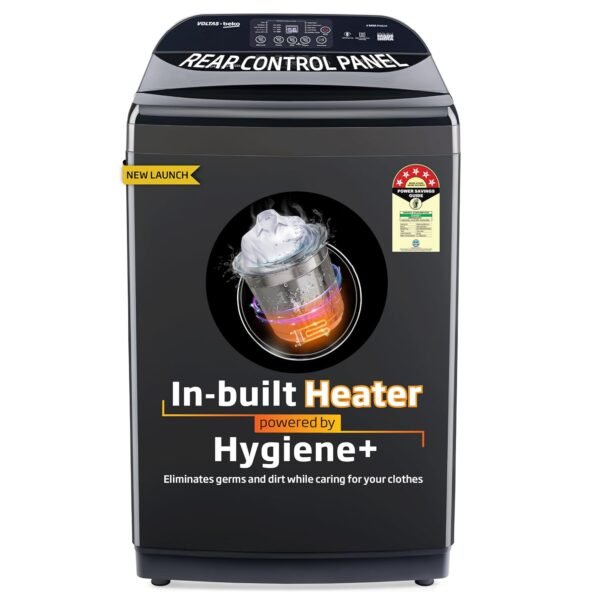 Voltas Beko, A Tata Product 8 Kg 5 Star Fully-Automatic Top Loading Washing Machine with Anti-Bacterial wash Technology (WTL8006UEAH / OBS3060, Dark Grey, Inbuilt Heater)