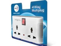 Wipro 4 Way Multiplug Adaptor with 2 Universal Sockets |Inbuilt Surge Protection & Power supply Indicator | Compact & Light weight | 6Amp Multiplug socket for Home, Office | Pack of 2 (White)