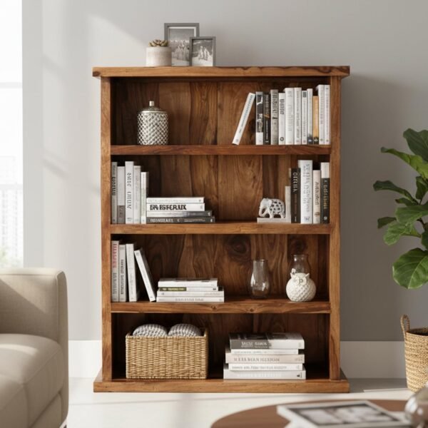 Wooden Bookshelf for Home Library Bookcase Wooden | Bookshelf for Home Library | Book Shelves Open Bookcase Rack | Display Unit Book Stand for Office & Honey Finish