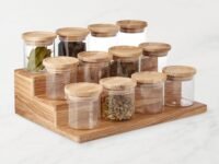 Wooden Spice Rack organizer 3-Tier for Pantry Cabinet or Countertop For Spice Bottles, Jars Display Shelf Natural