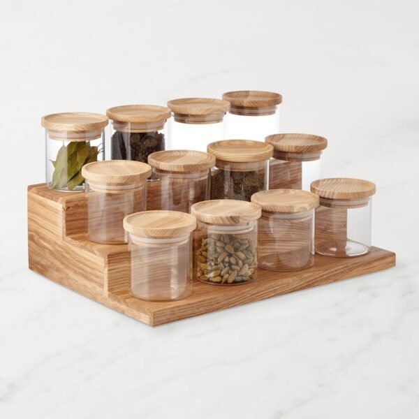 Wooden Spice Rack organizer 3-Tier for Pantry Cabinet or Countertop For Spice Bottles, Jars Display Shelf Natural