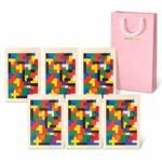 Wooden Tetris Puzzle Game Set, Colorful Brain Teaser Blocks, Educational STEM Toy with Gift Bag, 5 Pack Party Favours