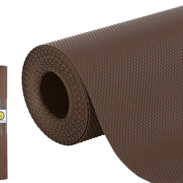 Yellow Weaves PVC Kitchen Mat Fridge Mats 45 cm X 5 Meters Anti Slip Roll, Shelf Liners Sheet for Kitchen, Shelves, Cabinet, Drawer, Wardrobe, Refrigerator, Table (Dark Brown)