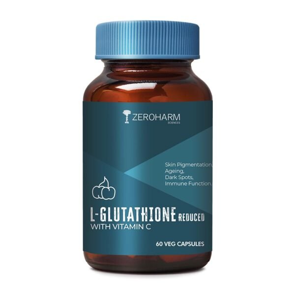 ZEROHARM L-Glutathione Reduced 1000mg with Vitamin C, E & Biotin | Advanced Skin Glow & Brightening Antioxidant | Even Tone, Pigmentation & Collagen Support | Plant-Based, Clean Label | 60 Capsules