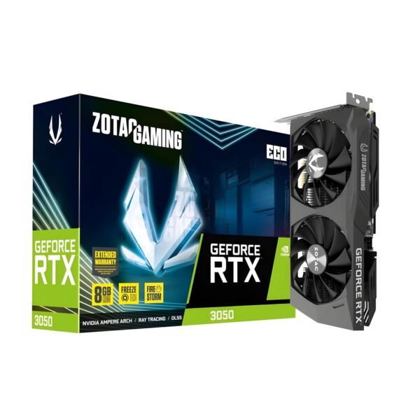 ZOTAC Gaming GeForce RTX 3050 ECO 8GB GDDR6 Graphics Card | 128-bit 14 Gbps Upto 1777 MHz GPU | 3 DP 1 HDMI PCI Express 4.0 8X Interface | 5 Years (3 + 2 Years Extended Warranty)