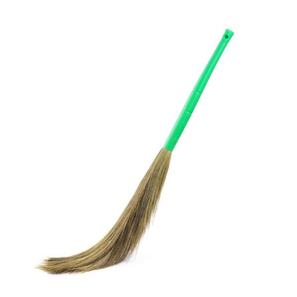 Zureni BR-06 Sphere Broom Phool Jhadu Natural Mizoram Grass with 20 inch Heavy Duty Plastic Handle for Home & Office Easy Floor Cleaning