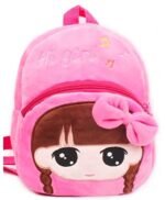 blue tree Kid's Velvet 'Hi Girl' School Bag (Pink, 2 to 5 Age)