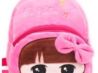 blue tree Kid's Velvet 'Hi Girl' School Bag (Pink, 2 to 5 Age)