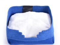 emily pets Cat Bed for Indoor Cats, Foldable Cat House for Indoor Cats Clearance, Comfort Cat Tent with Removable Cushioned Pillow (Blue, Square)