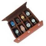 essart 8-Slot Watch Roll Case – Luxury PU Leather Travel Organizer for Watches – Watch Roll for Men, Women & Watch Collectors – Compact & Durable