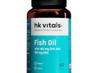 hk vitals Fish Oil For Men And Women (60 Capsules) | 1000mg Omega 3 with 180mg EPA & 120mg DHA | For Brain, Heart, Eyes, and Joints Health
