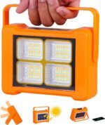 kh Led Solar Portable Work Light Solar Emergency Light Rechargeable Floor Job Site Light with 360° Stand for Emergency, Store, Hotel, Farms, Garage, Courtyard,Workshop, Car Repair, Camping, Fishing