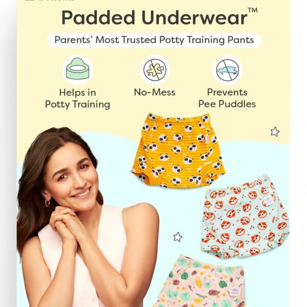 superbottoms Padded Underwear for Babies & Toddlers (1-2 Years), 3 Layers of Premium Cotton & DryFeel Layer, Ideal for Diaper-Free Time & Mess-Free Potty Training Pants, Pack of 3