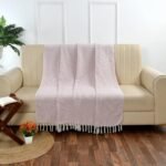 100% Cotton Sofa Throw | Handmade Throw - 50x60 Inches (Pink)